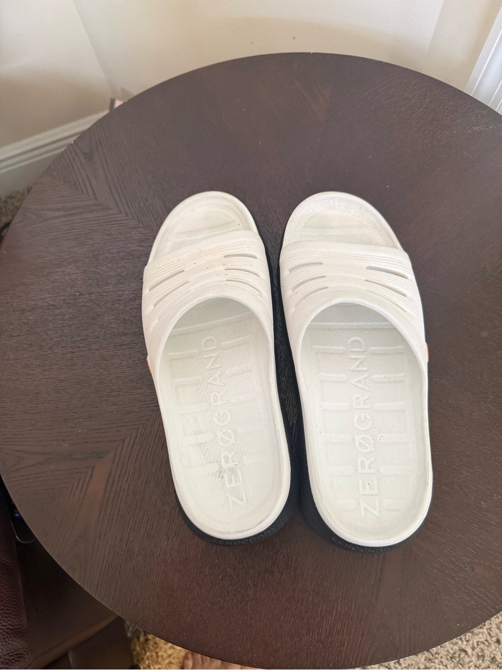 Cole Haan White Slide Sandals with Black Soles